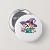 Paw-sitive Vibes Only – Schattigee hond met bubbel Ronde Button 5,7 Cm (Voorkant /achterkant)