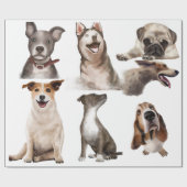 Paw-sitive Vibes Waterverf Dogs Wrapping Paper Cadeaupapier (Vlak)
