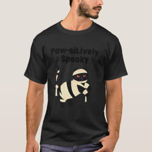 Paw-sitively enge zwarte kat-mummie Halloween kost T-shirt