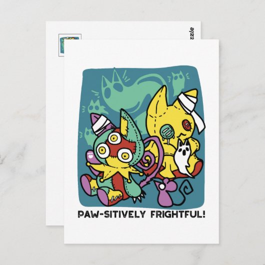 Paw-sitively Frightful | Monstrous Cats Halloween  Briefkaart (Voorkant / Achterkant)