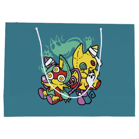 Paw-sitively Frightful | Monstrous Cats Halloween  Groot Cadeauzakje (Achterkant)