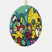 Paw-sitively Frightful | Monstrous Cats Halloween  Keramisch Ornament (Rechts)