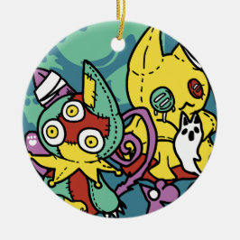 Paw-sitively Frightful | Monstrous Cats Halloween  Keramisch Ornament
