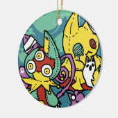 Paw-sitively Frightful | Monstrous Cats Halloween  Keramisch Ornament (Links)
