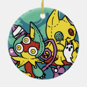 Paw-sitively Frightful | Monstrous Cats Halloween  Keramisch Ornament (Achterkant)