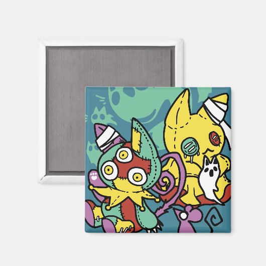 Paw-sitively Frightful | Monstrous Cats Halloween Magneet (Voorkant / Achterkant)