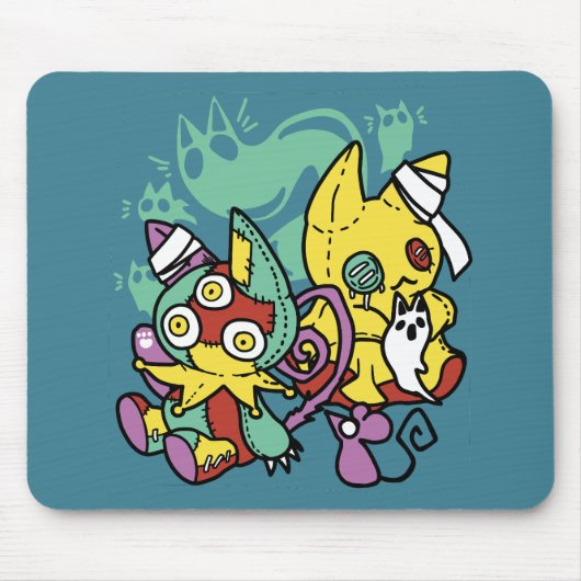 Paw-sitively Frightful | Monstrous Cats Halloween  Muismat (Voorkant)