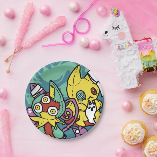 Paw-sitively Frightful | Monstrous Cats Halloween  Papieren Bordje (Feest)