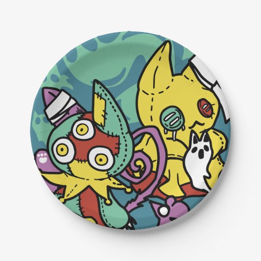 Paw-sitively Frightful | Monstrous Cats Halloween Papieren Bordje (Voorkant)