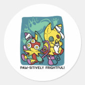 Paw-sitively Frightful | Monstrous Cats Halloween Ronde Sticker (Voorkant)