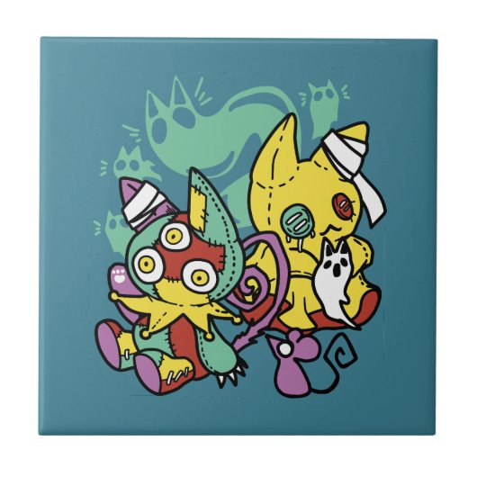 Paw-sitively Frightful | Monstrous Cats Halloween Tegeltje (Voorkant)