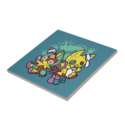 Paw-sitively Frightful | Monstrous Cats Halloween Tegeltje (Zijkant)