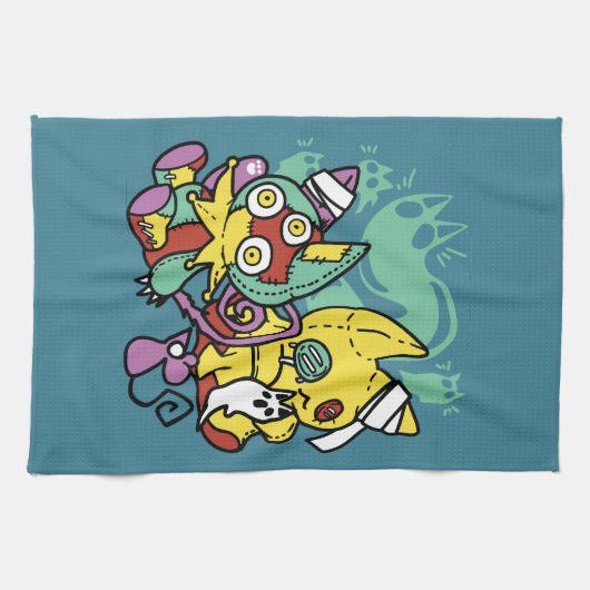 Paw-sitively Frightful | Monstrous Cats Halloween  Theedoek (Horizontaal)