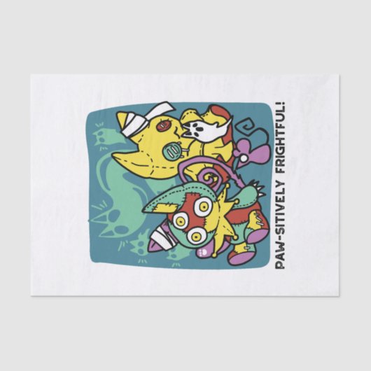 Paw-sitively Frightful | Monstrous Cats Halloween Tissuepapier (Voorkant)