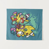 Paw-sitively Frightful | Monstrous Cats Halloween  Wandkleed (Voorkant (horizontaal))