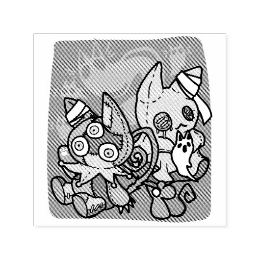 Paw-sitively Frightful | Monstrous Cats Halloween  Zelfinktende Stempel (Design)