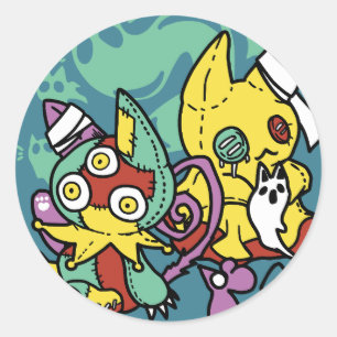 Paw-sitively Verschrikkelijk Monstreuze Katten H Ronde Sticker