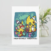 Paw-sitively Verschrikkelijk | Monstrous Cats Hall Feestdagenkaart (Staand voorkant)