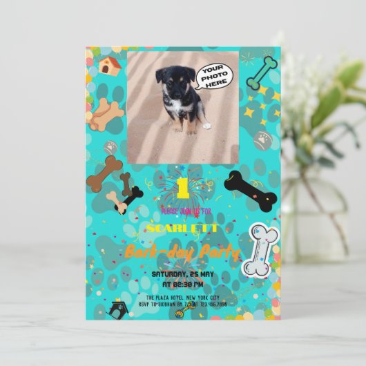 Paw-some Bark-day Bash! Gepersonaliseerde verjaard Kaart (Staand voorkant)