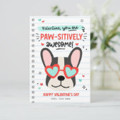 Paw-some Dog Pun Kinder Klaslokaal Valentijnse Kaa Kaart (Staand voorkant)