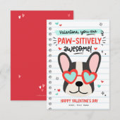 Paw-some Dog Pun Kinder Klaslokaal Valentijnse Kaa Kaart (Voorkant / Achterkant)