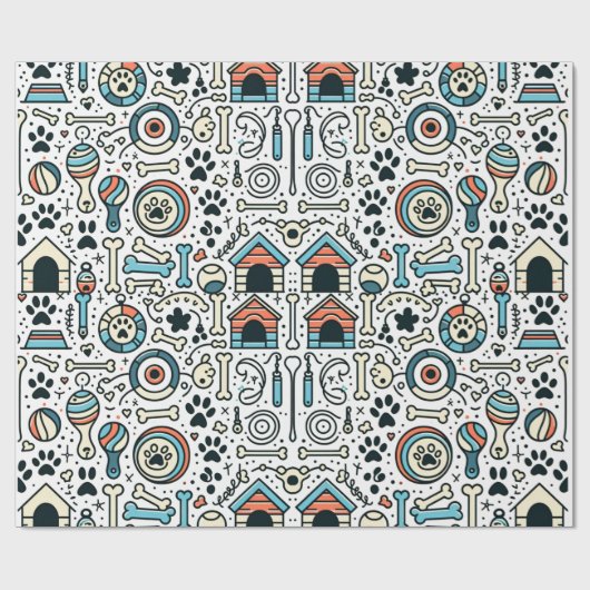 Paw-some Dog-Thema Wrapping Paper voor Pet Lovers Cadeaupapier (Vlak)