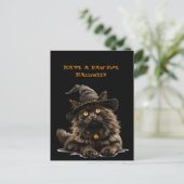 Paw-some Halloween Black Cat Witch Pet Briefkaart (Staand voorkant)