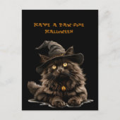Paw-some Halloween Black Cat Witch Pet Briefkaart (Voorkant)