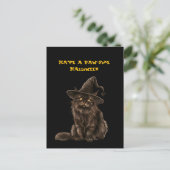Paw-some Halloween Black Cat Witch Pet Briefkaart (Staand voorkant)