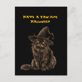 Paw-some Halloween Black Cat Witch Pet Briefkaart (Voorkant)
