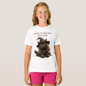 Paw-some Halloween Black Cat Witch Pet T-shirt (Voorkant volledig)