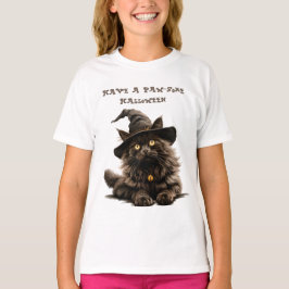 Paw-some Halloween Black Cat Witch Pet T-shirt