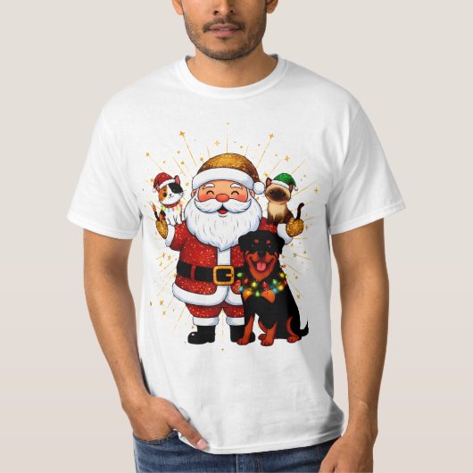 Paw-some Holidays: Santa’s Sparkling Pet Squad T-shirt (Voorkant)