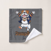 Paw-some Jump | Happy Bulldog Art Bad Handdoek (Wasdoekje)