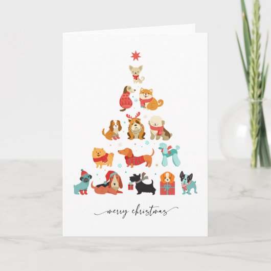 Paw-some kerstboom - een staart-kwispelende vakant feestdagen kaart (Voorkant)