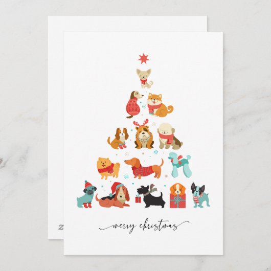 Paw-some kerstboom - een staart-kwispelende vakant feestdagenkaart (Voorkant / Achterkant)