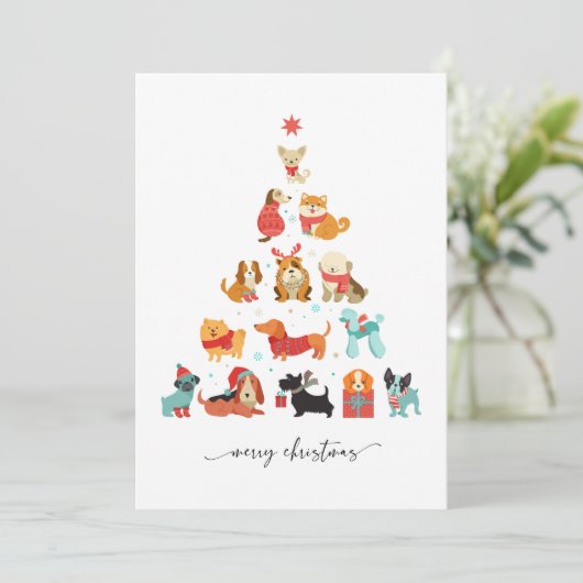 Paw-some kerstboom - een staart-kwispelende vakant feestdagenkaart (Staand voorkant)