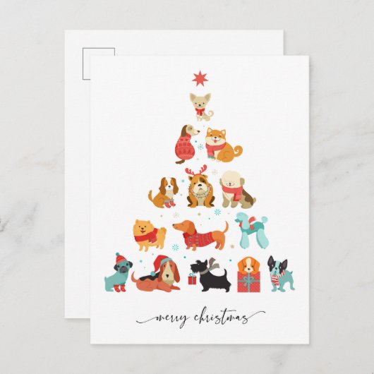 Paw-some kerstboom - een staart-kwispelende vakant feestdagenkaart (Voorkant / Achterkant)