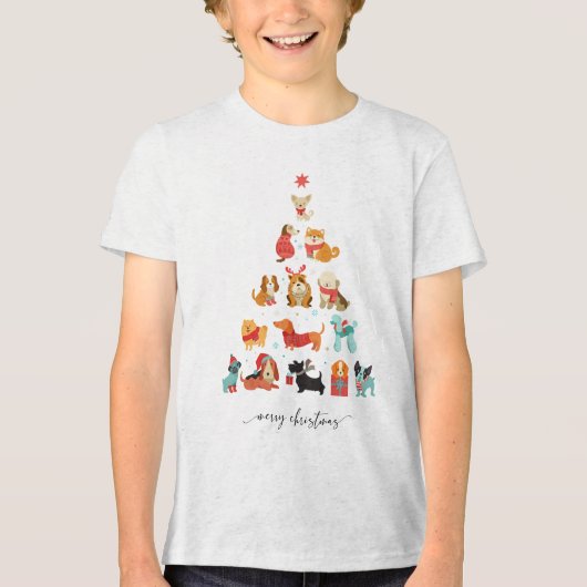Paw-some kerstboom - een staart-kwispelende vakant Tri-Blend shirt (Voorkant)