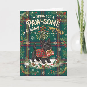 Paw Some Scottie Tartan Kerstkaart Kaart