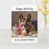 Paw-some verjaardag voor vriend | Duitse herder Kaart (Gele Bloem)