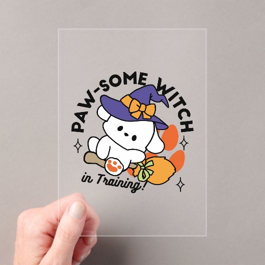 Paw-some Witch in Training - Schattigee Halloween- Acryl Uitnodigingen (Insitu (Draagbaar))