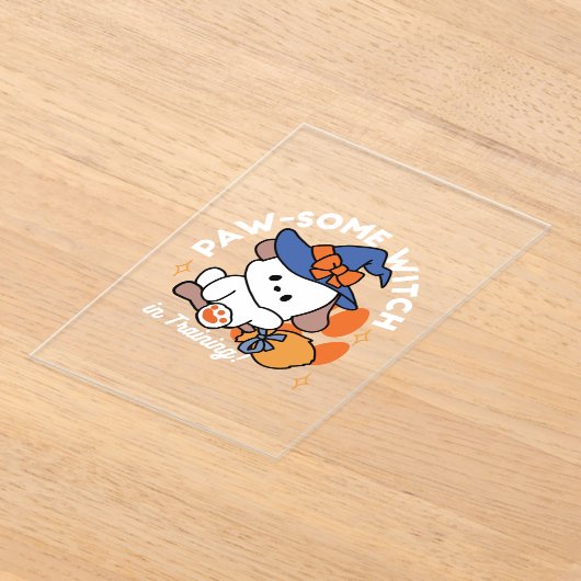 Paw-some Witch in Training - Schattigee Halloween- Acryl Uitnodigingen (Laagn)