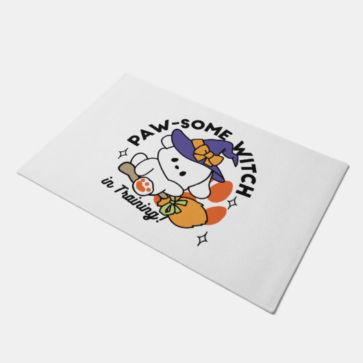 Paw-some Witch in Training - Schattigee Halloween- Deurmat (Schuin)