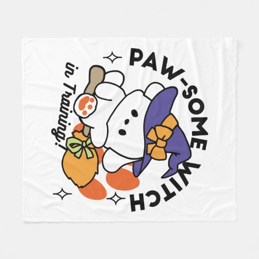 Paw-some Witch in Training - Schattigee Halloween- Fleece Deken (Voorkant (Horizontaal))