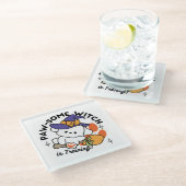 Paw-some Witch in Training - Schattigee Halloween- Glazen Onderzetter (Schuin)