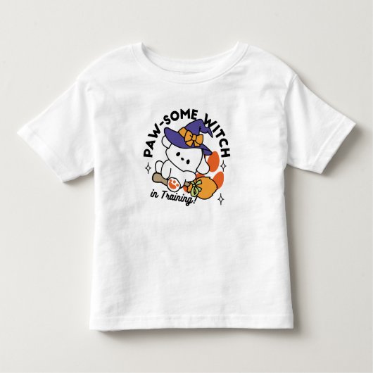 Paw-some Witch in Training - Schattigee Halloween- Kinder Shirts (Voorkant)