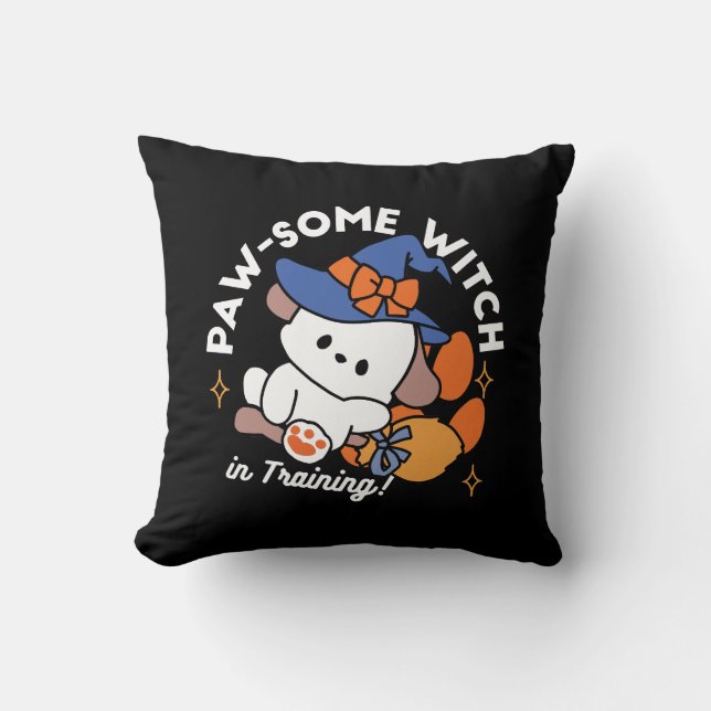 Paw-some Witch in Training - Schattigee Halloween- Kussen (Voorkant)