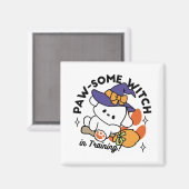 Paw-some Witch in Training - Schattigee Halloween- Magneet (Voorkant / Achterkant)