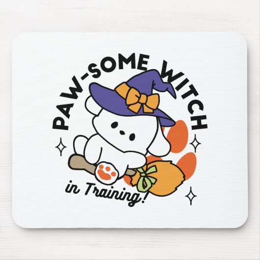Paw-some Witch in Training - Schattigee Halloween- Muismat (Voorkant)